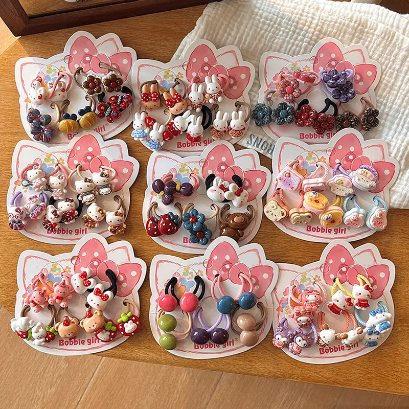 Cute Cartoon Kids Hair Accessories Set – Braid Hair Ties & Clips for Girls, Toddler Elastic Ponytail Holders, Baby Gentle Rubber Bands, Fun Pigtail Supplies for Daily Styling